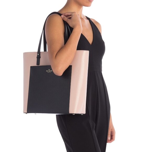 NWT Kate Spade Colorblock Leather Tote | Chic Work & Everyday Bag | Office Glam - Picture 2 of 12